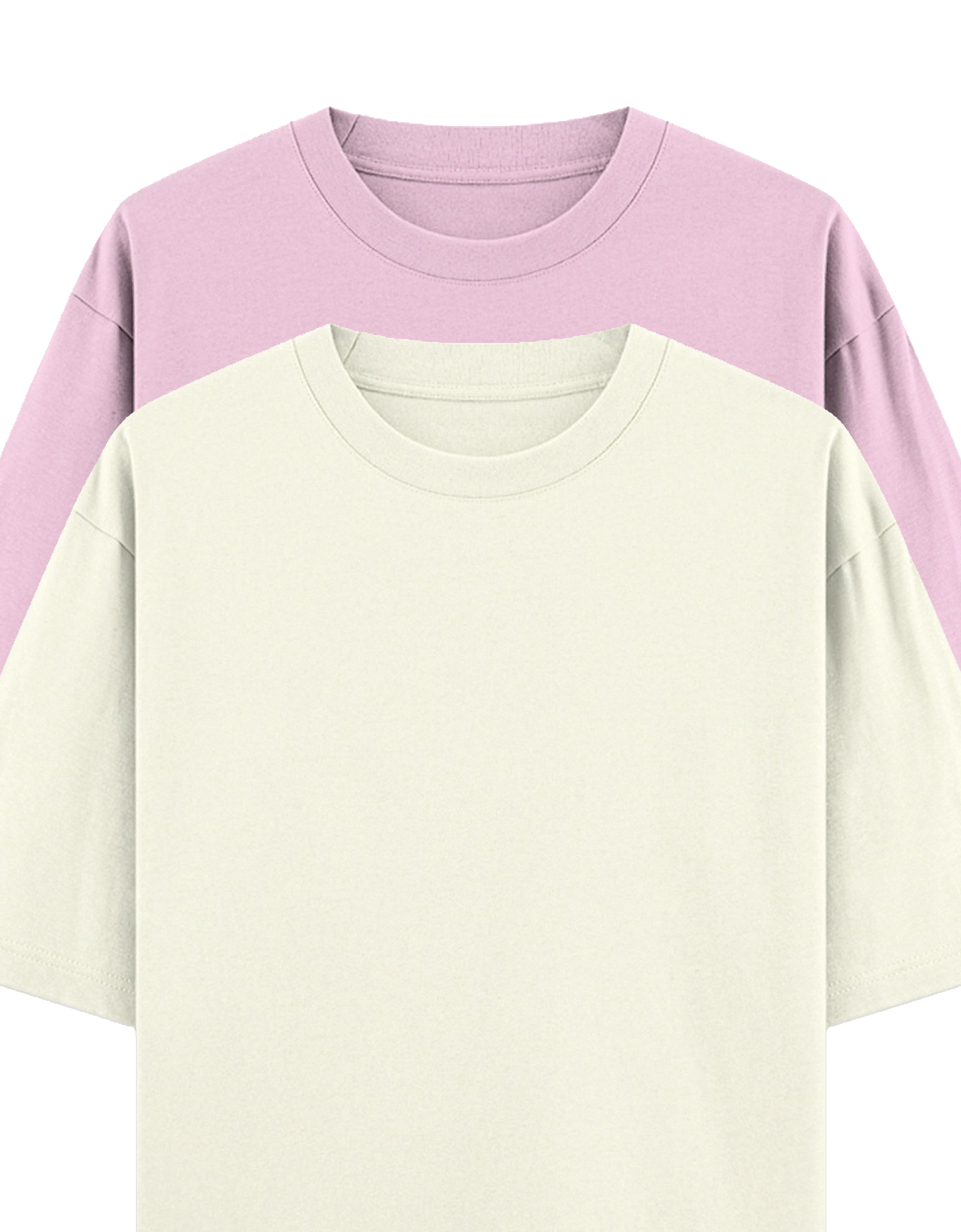 Pink & Beige - Combo of 2 oversize fit T-shirts