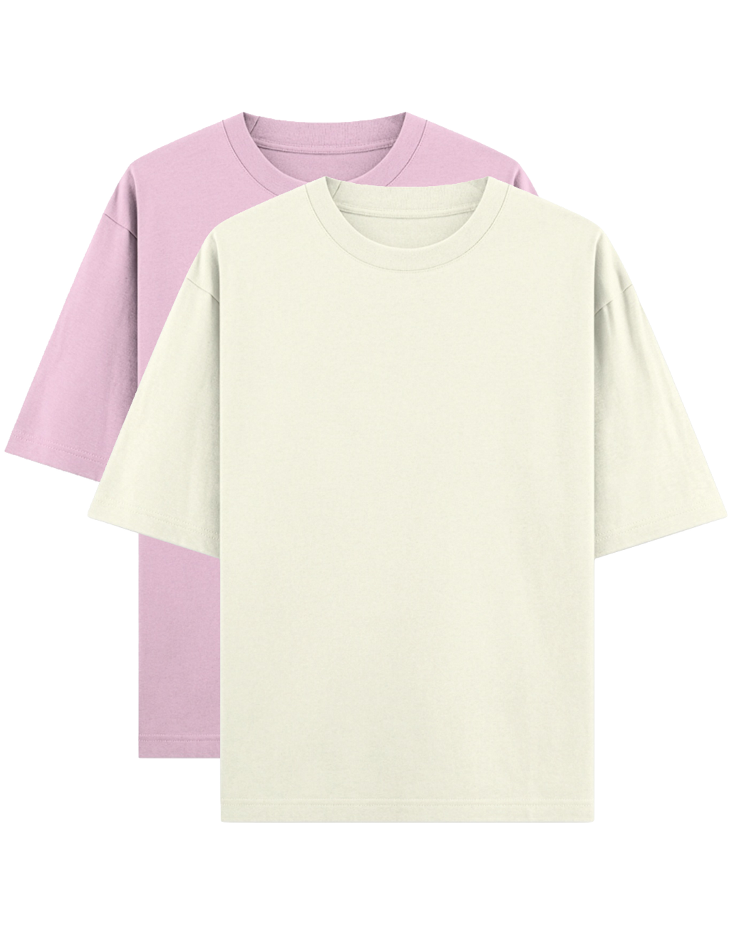 Pink & Beige - Combo of 2 oversize fit T-shirts