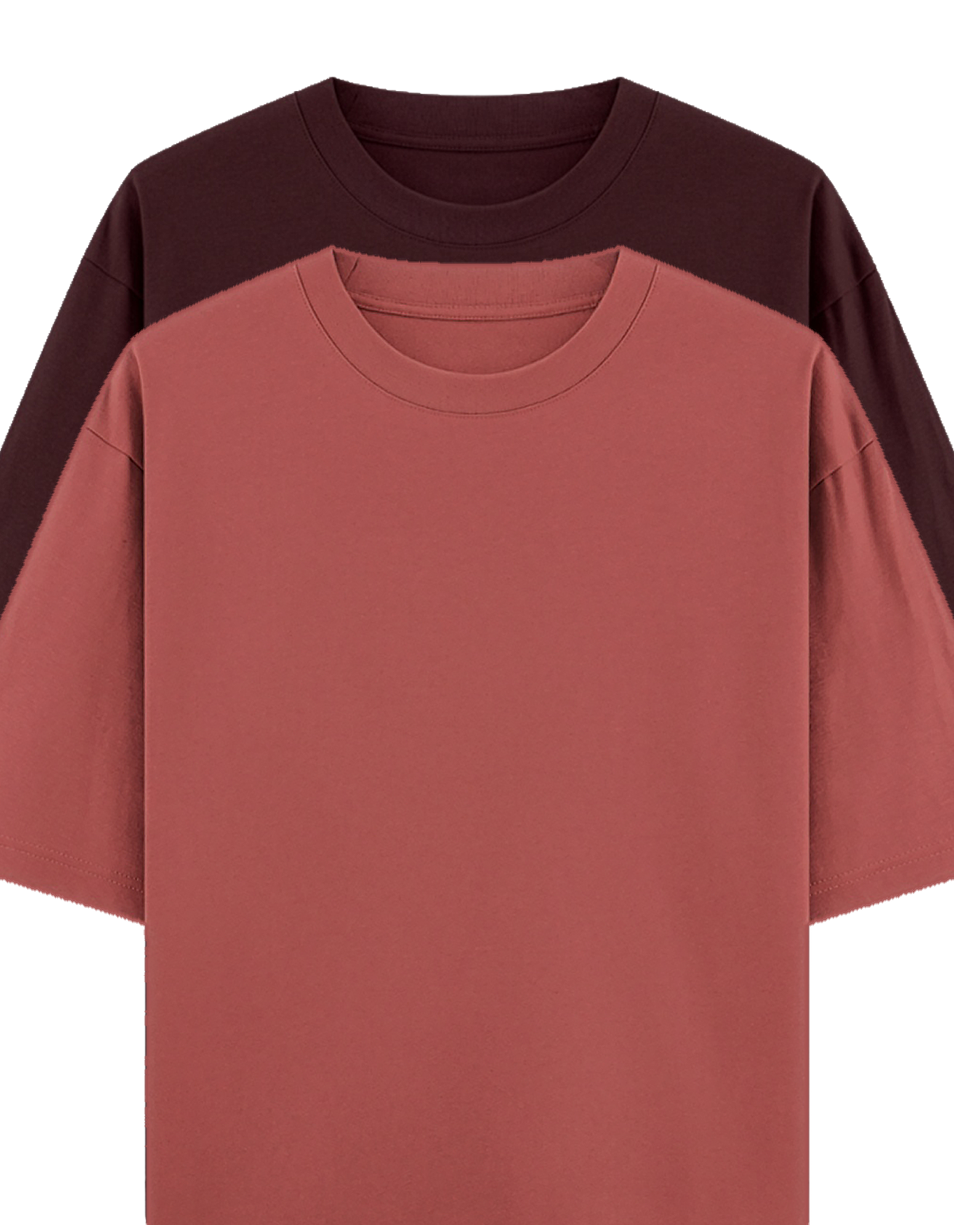 Coral red & Maroon - Combo of 2 oversize fit T-shirts