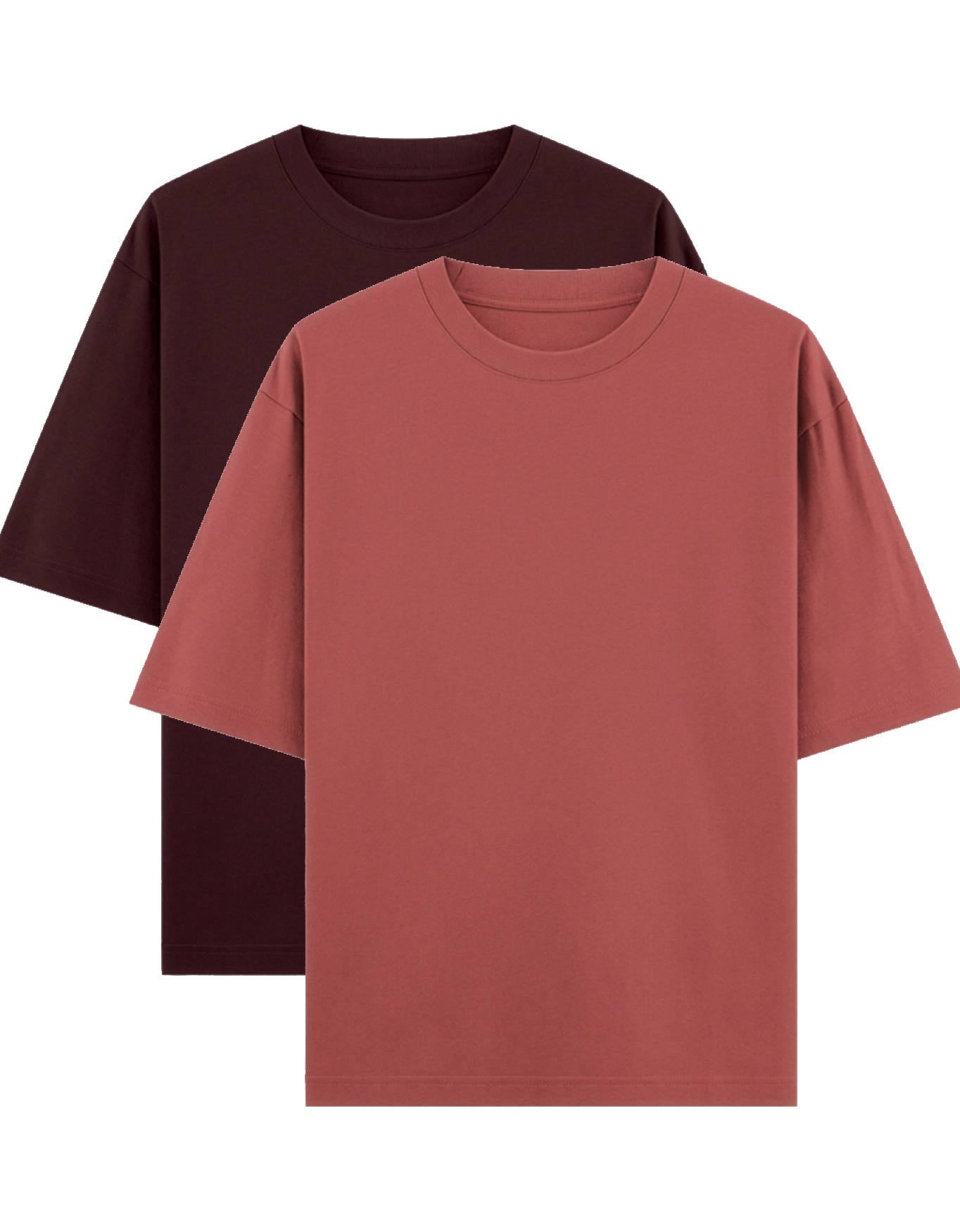 Coral red & Maroon - Combo of 2 oversize fit T-shirts