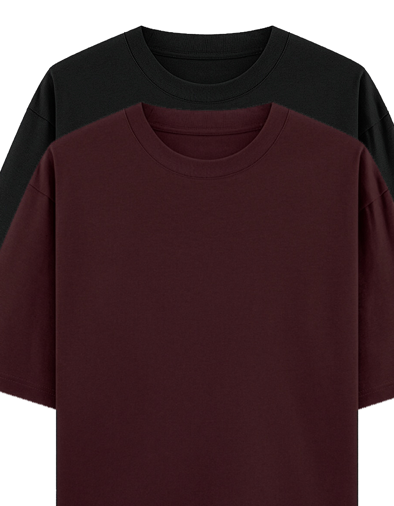 Black & Maroon - Combo of 2 oversize fit T-shirts