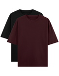 Black & Maroon - Combo of 2 oversize fit T-shirts