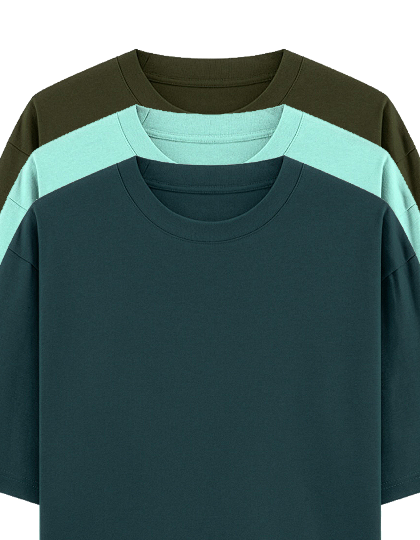 Dark, Mint & Forest green - Combo of 3 oversize fit T-shirts