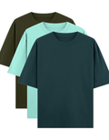 Dark, Mint & Forest green - Combo of 3 oversize fit T-shirts