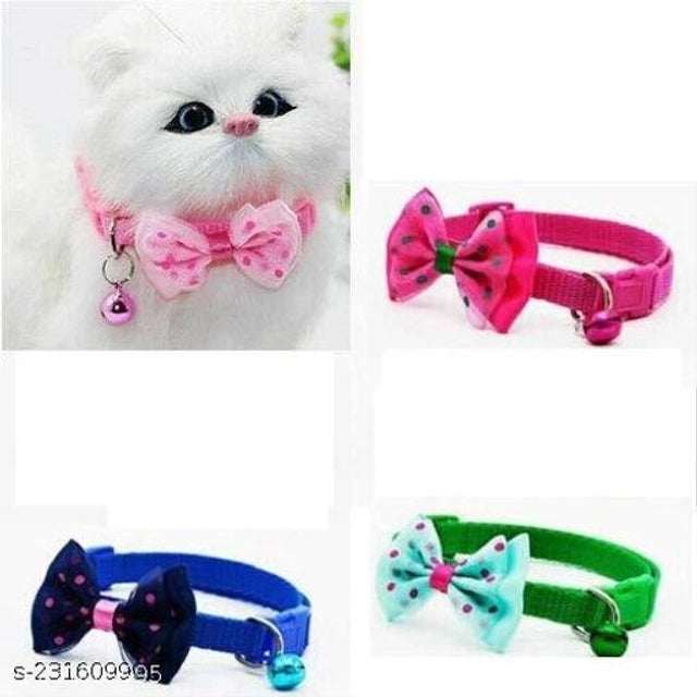 Bow Cat Collar Belt for Pet (Multicolor, Pack of 4)